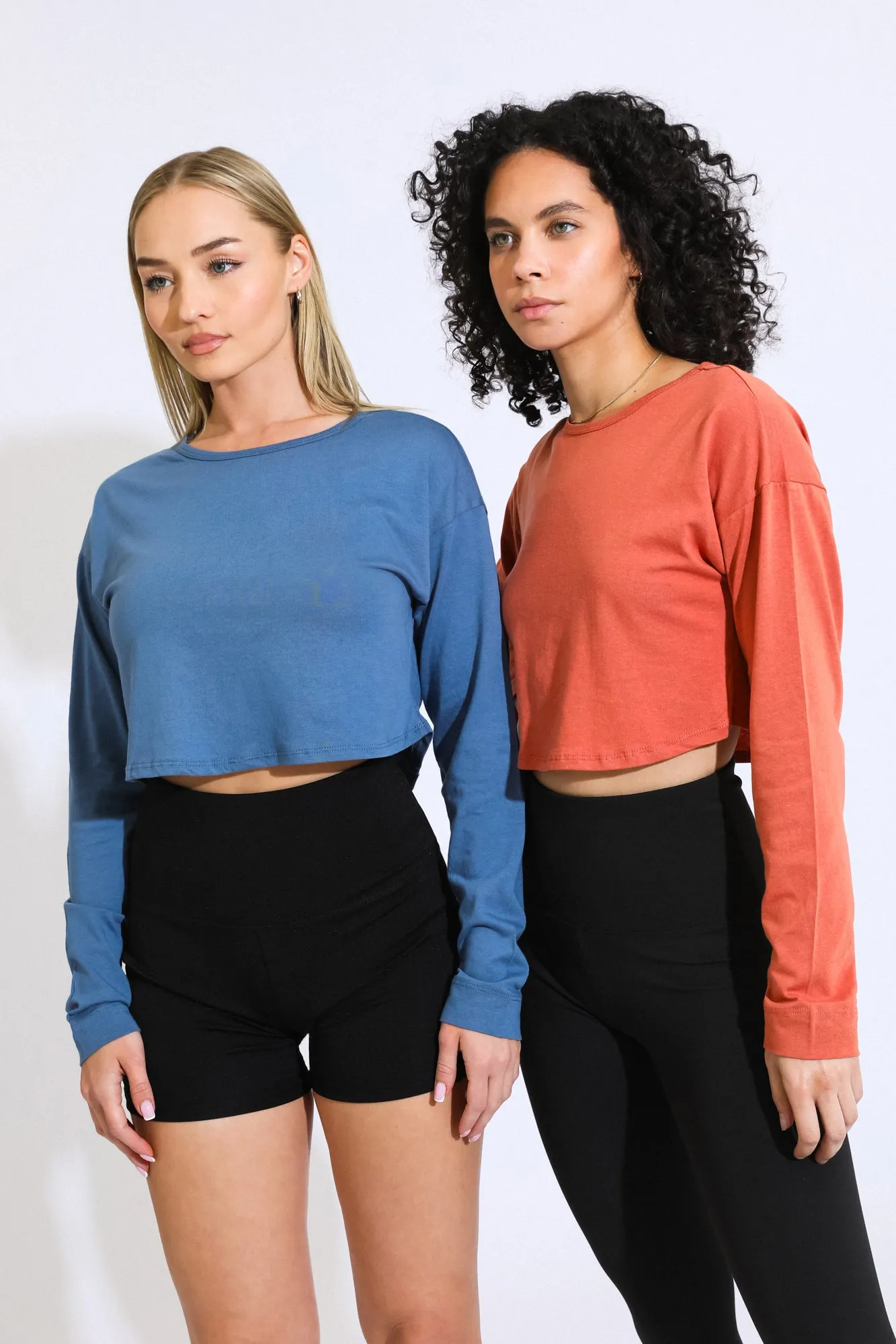 Essential Cropped Long Sleeve Tee - Orange Rust