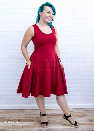 Essential Knee Length Dress - Crimson