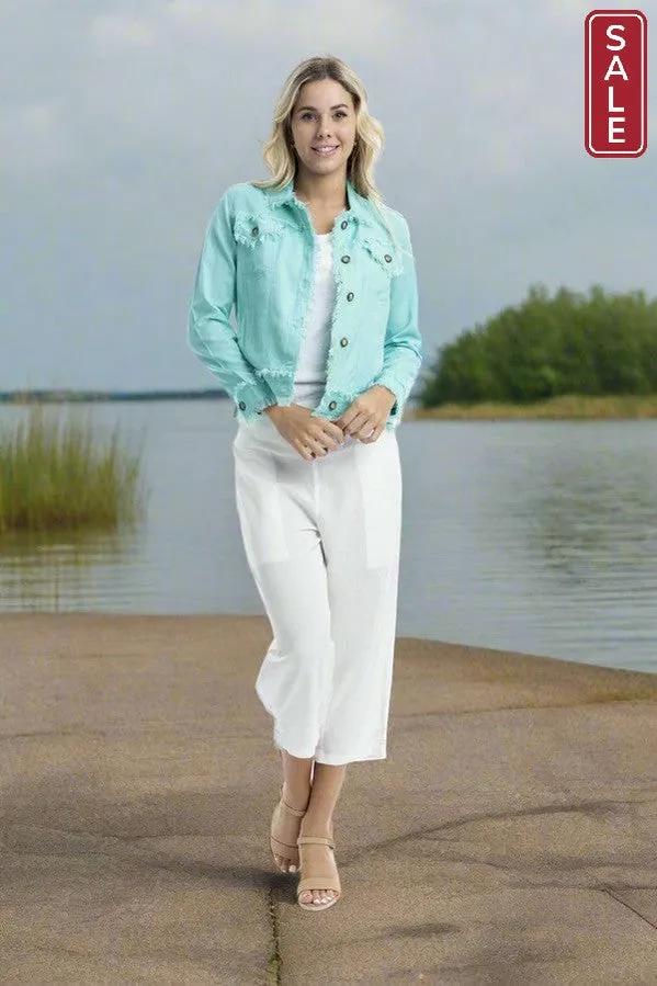 Essentials Linen Blend Jacket Aqua