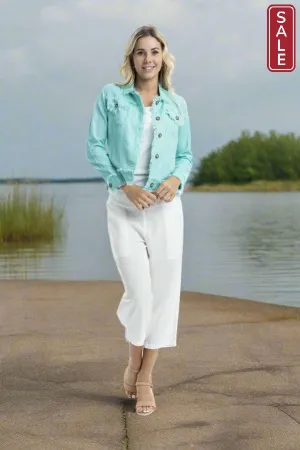 Essentials Linen Blend Jacket Aqua