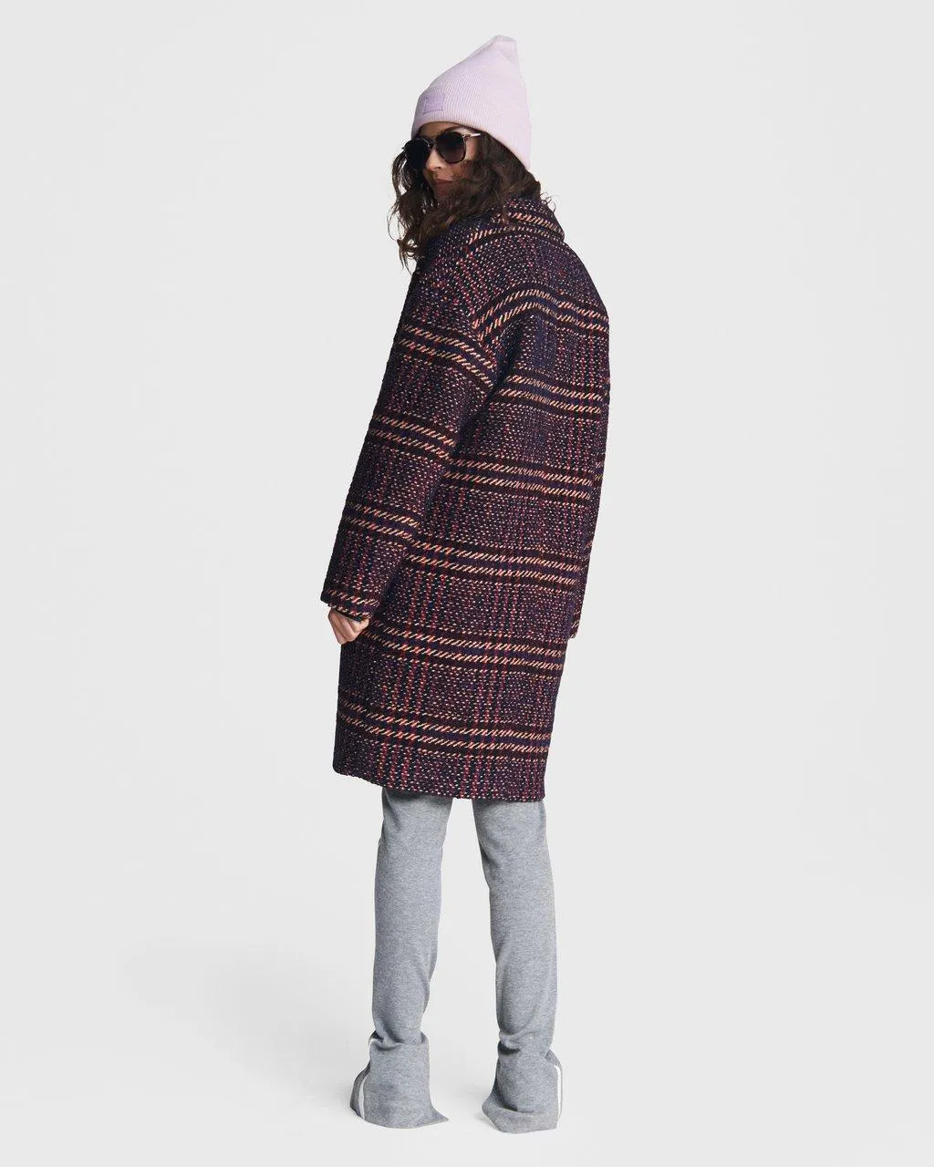 Estelle Cocoon Plaid Coat Purp