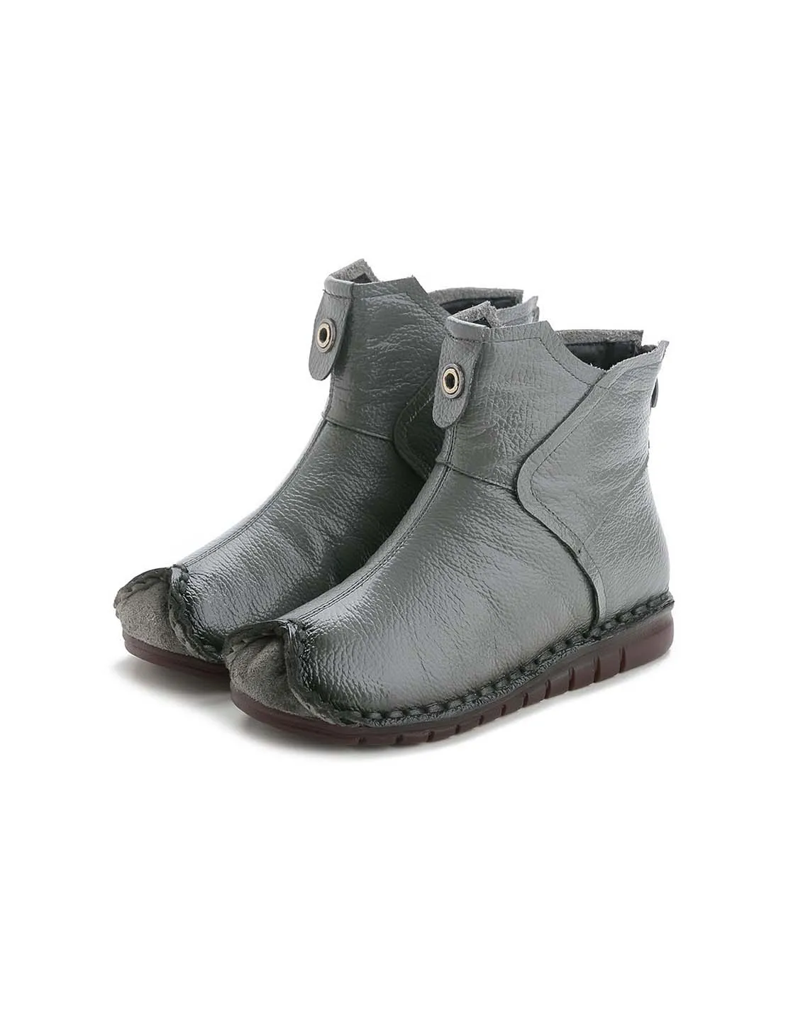 Ethnic Style Retro Leather Plush Winter Boots 35-42