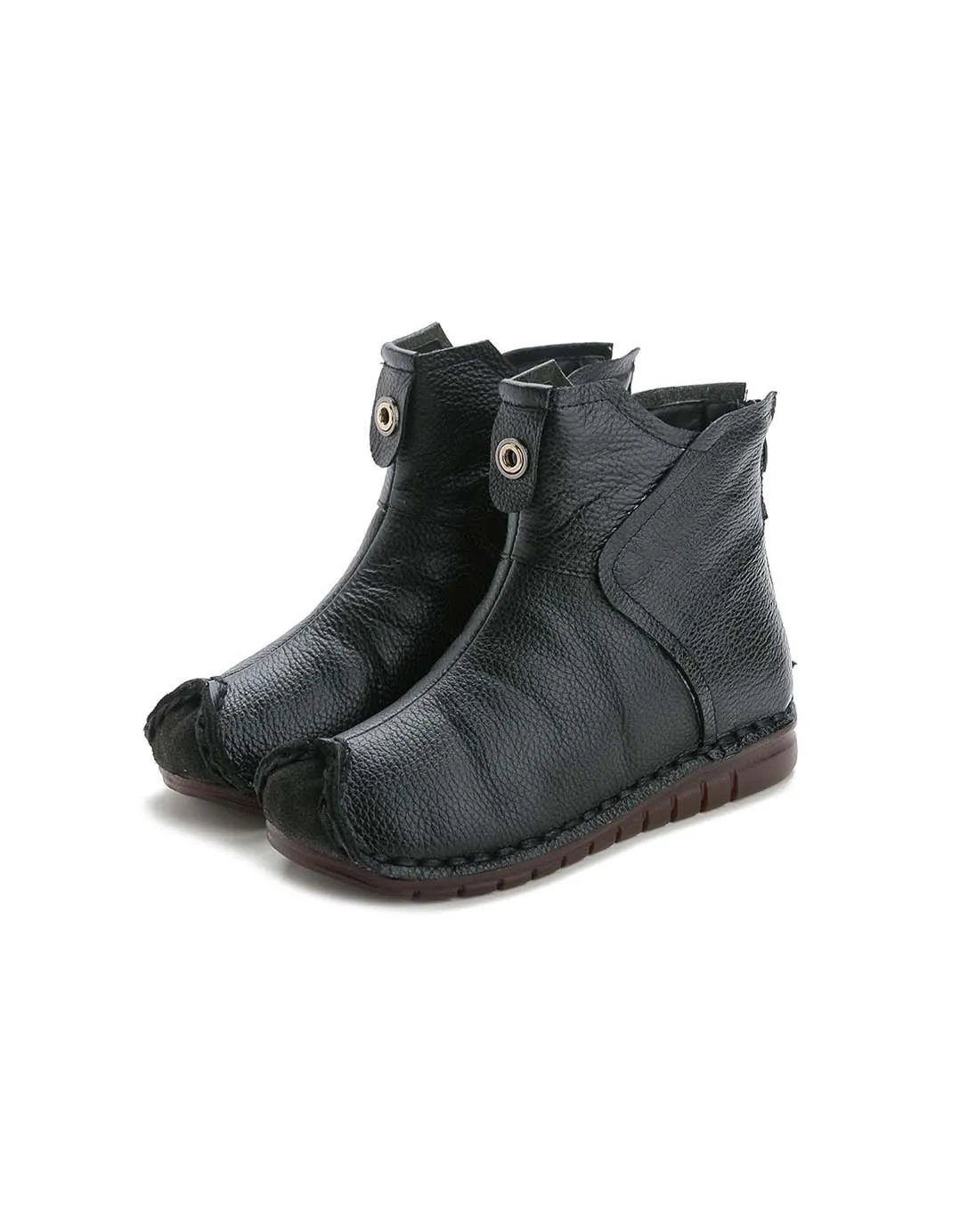 Ethnic Style Retro Leather Plush Winter Boots 35-42