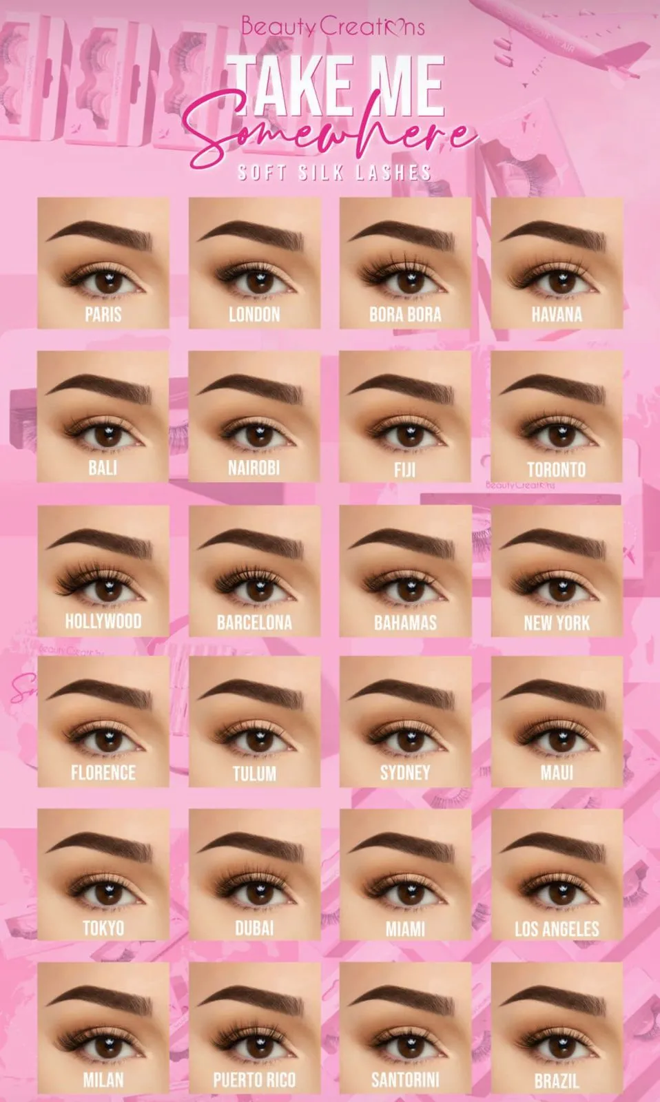 Eyelashes- Beauty Creations Take Me Somewhere Soft Silk- #9 Bahamas (10pc Box, $1 each)