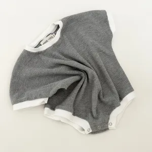 Ezra Waffle Romper in Grey