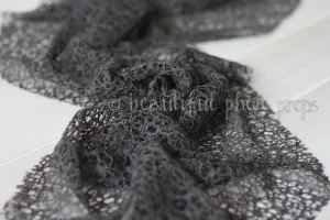 Fabric Fishnet Lace Wrap in Gray