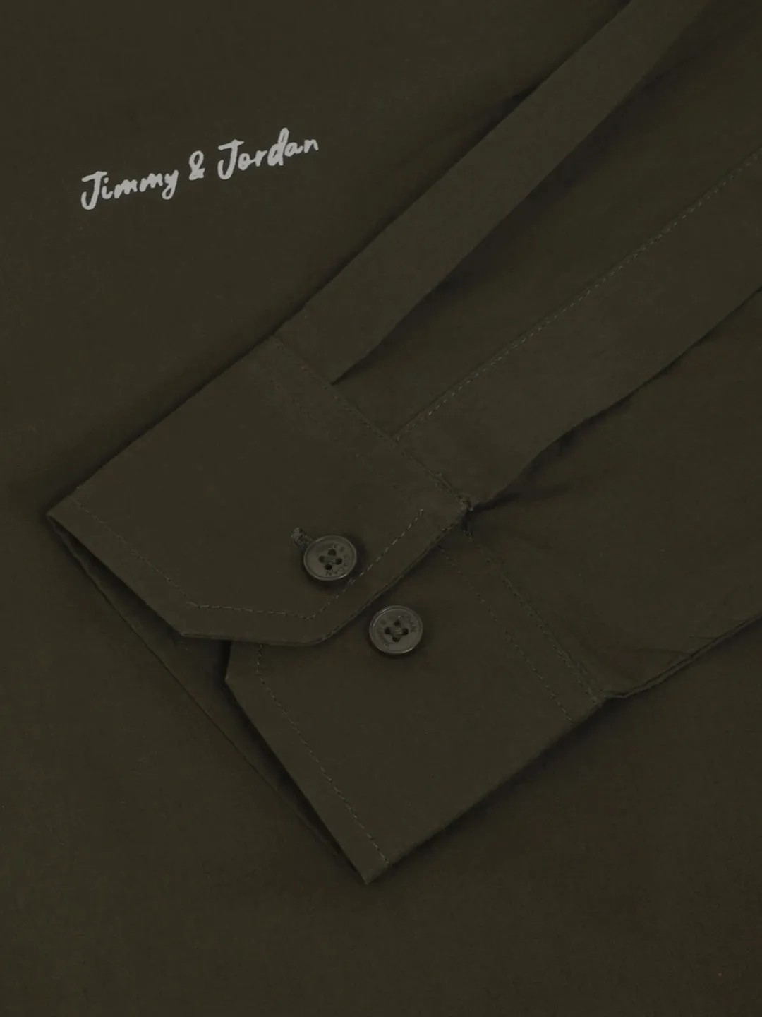 Fabric Pepar Cotton Classic Olive Full Sleeve Shirt