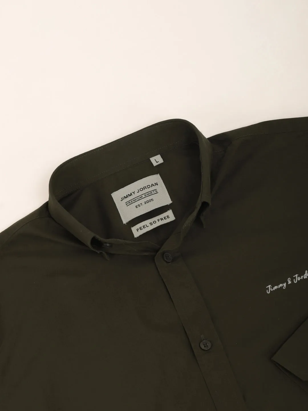 Fabric Pepar Cotton Classic Olive Full Sleeve Shirt