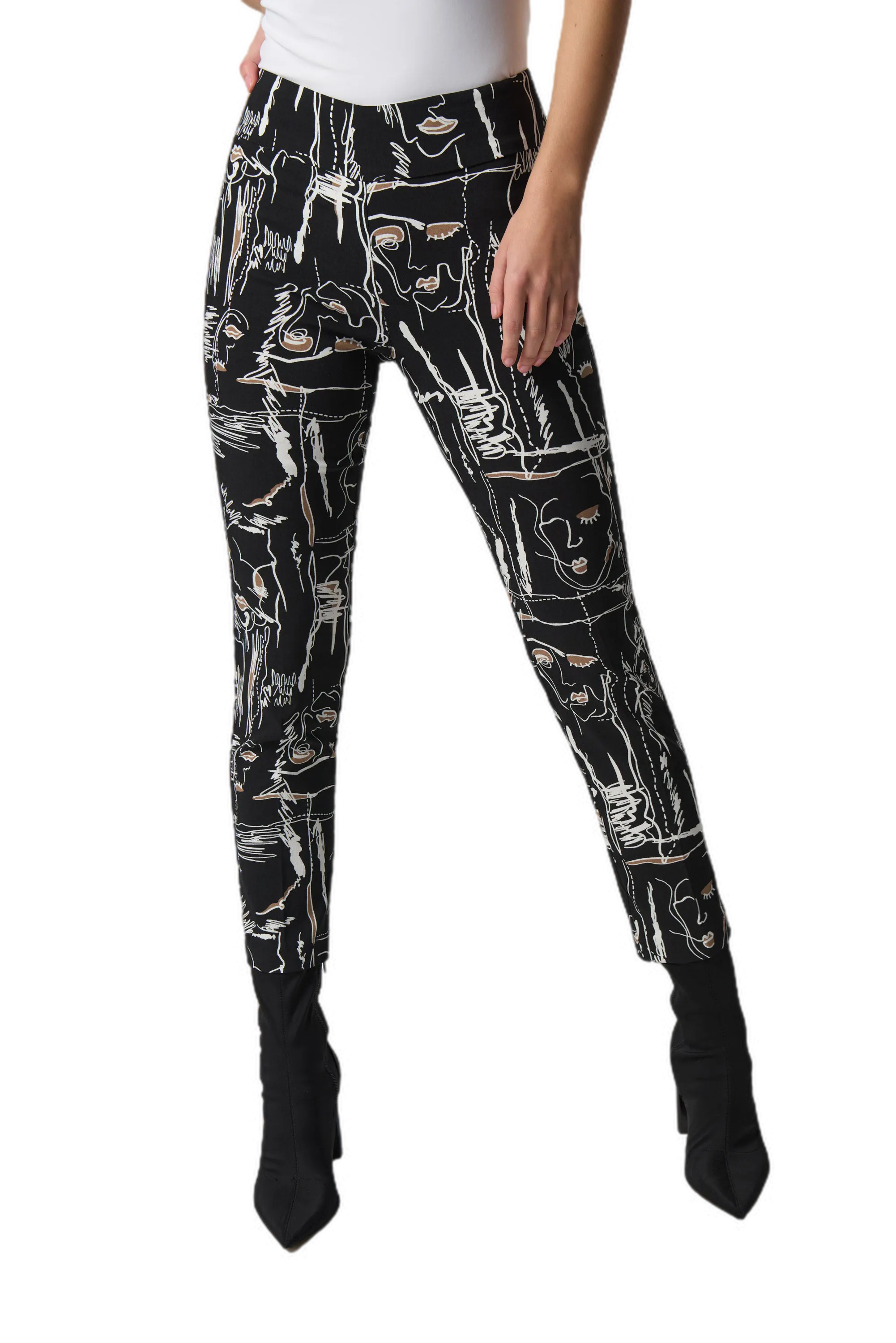 Face Print Cropped Pants