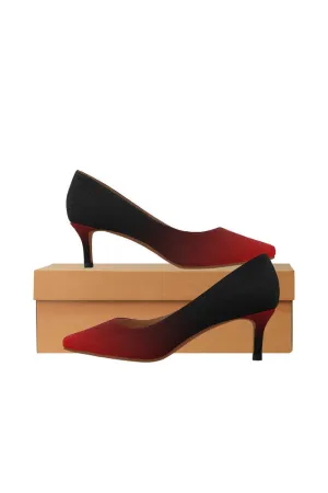 Fade Red to Black Women's Pointed Toe Low Heel Pumps