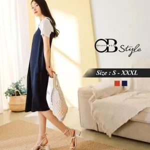 FAKE TWO PIECE BUTTON DRESS