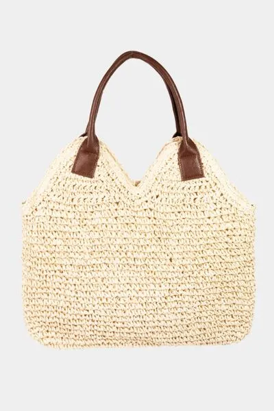 Fame Straw Braided Faux Leather Strap Shoulder Bag - 2 Colors