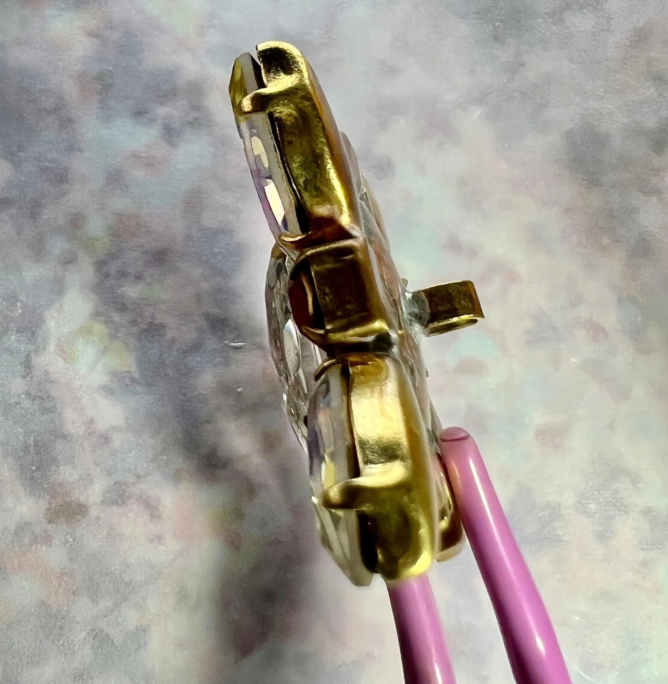 Fancy glass button with a shank