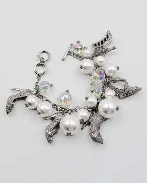 'Fashion Heels' Charm Bracelet with Pearl Beads