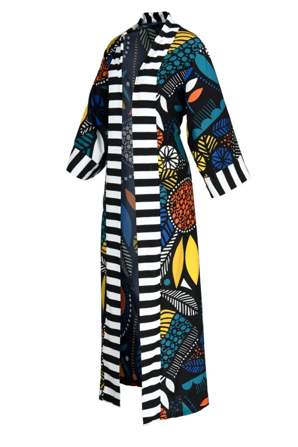 Fashionkova - Yellow Casual Bohemian Vintage Print Patchwork Outerwear