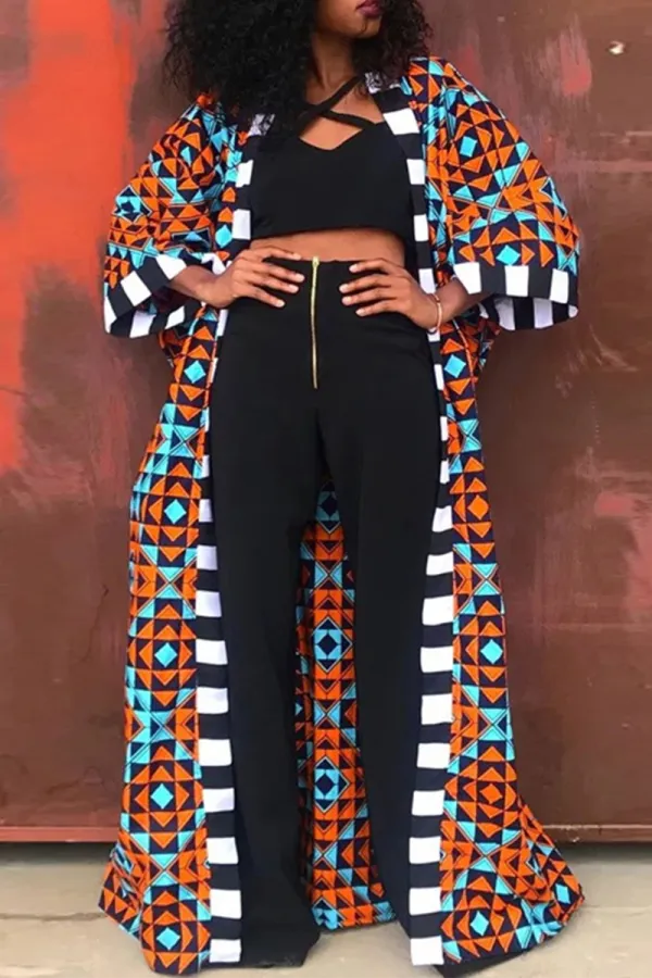 Fashionkova - Yellow Casual Bohemian Vintage Print Patchwork Outerwear