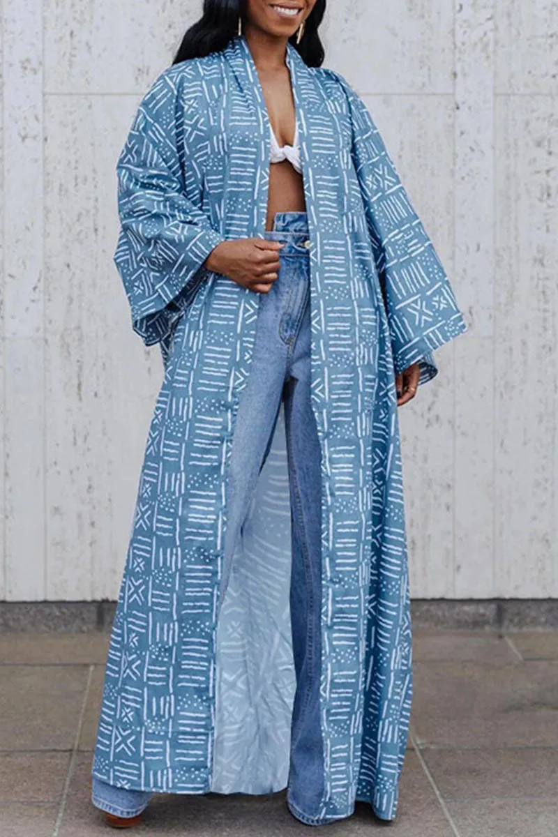 Fashionkova - Yellow Casual Bohemian Vintage Print Patchwork Outerwear