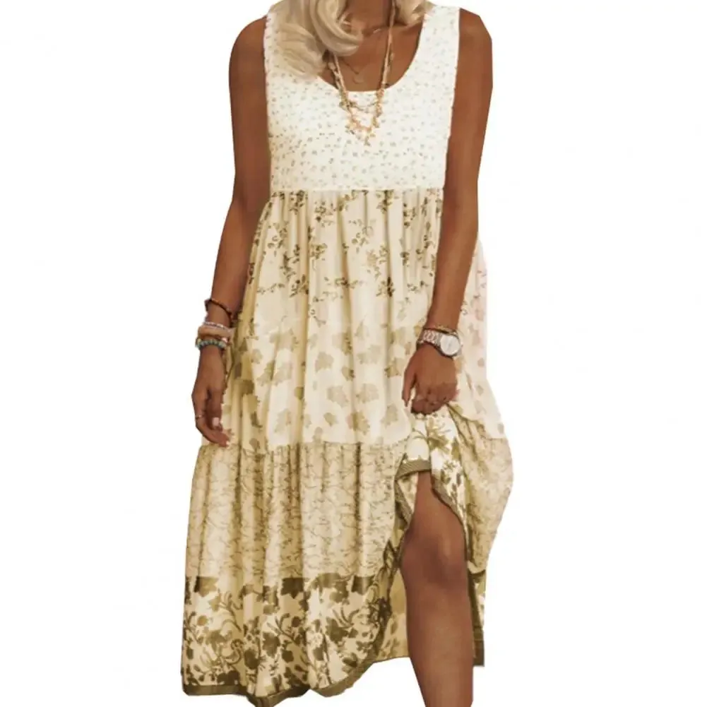 FashionSierra - 2024 Casual A-Line Crewneck Women Summer Boho Dress