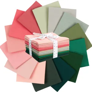 Fat Quarter Bundle -100% Cotton | Pure Solids | Pink &  Emerald Greens l Mix Colors | Quilting Soft Fabric | Special Gift