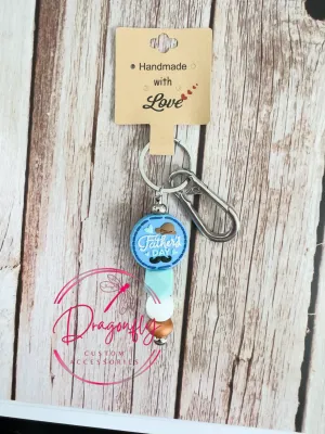 Father's Day Silicone Bead Keychain with Engraved Focal Bead