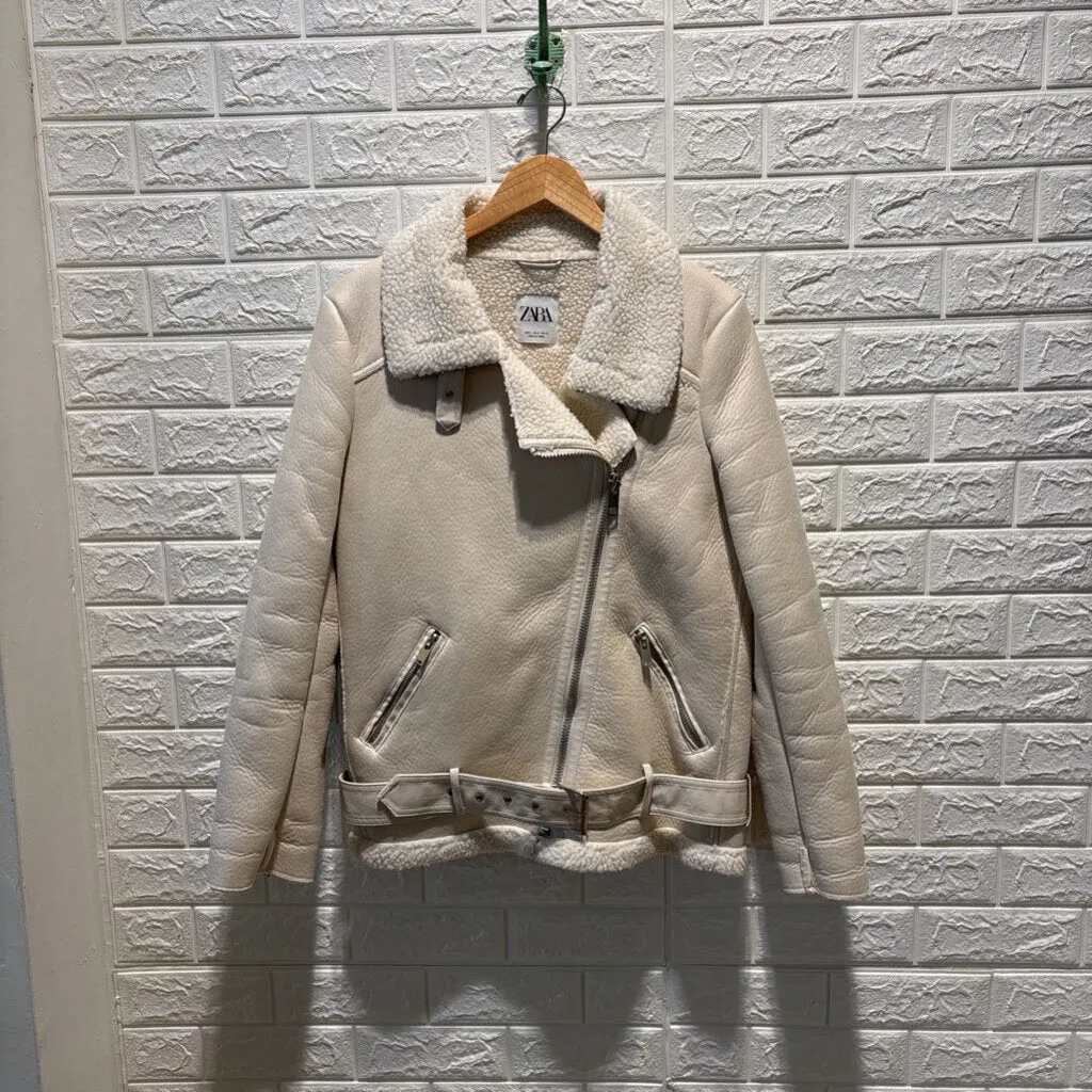 Faux Leather Fleece Lined Moto Jacket *as is*