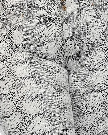 Faux Suede Snake Print Pants | White