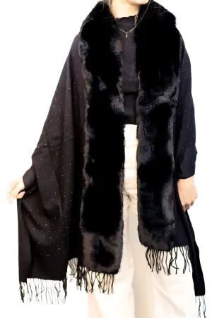 Faux Trim Wrap with Embellishments - Black