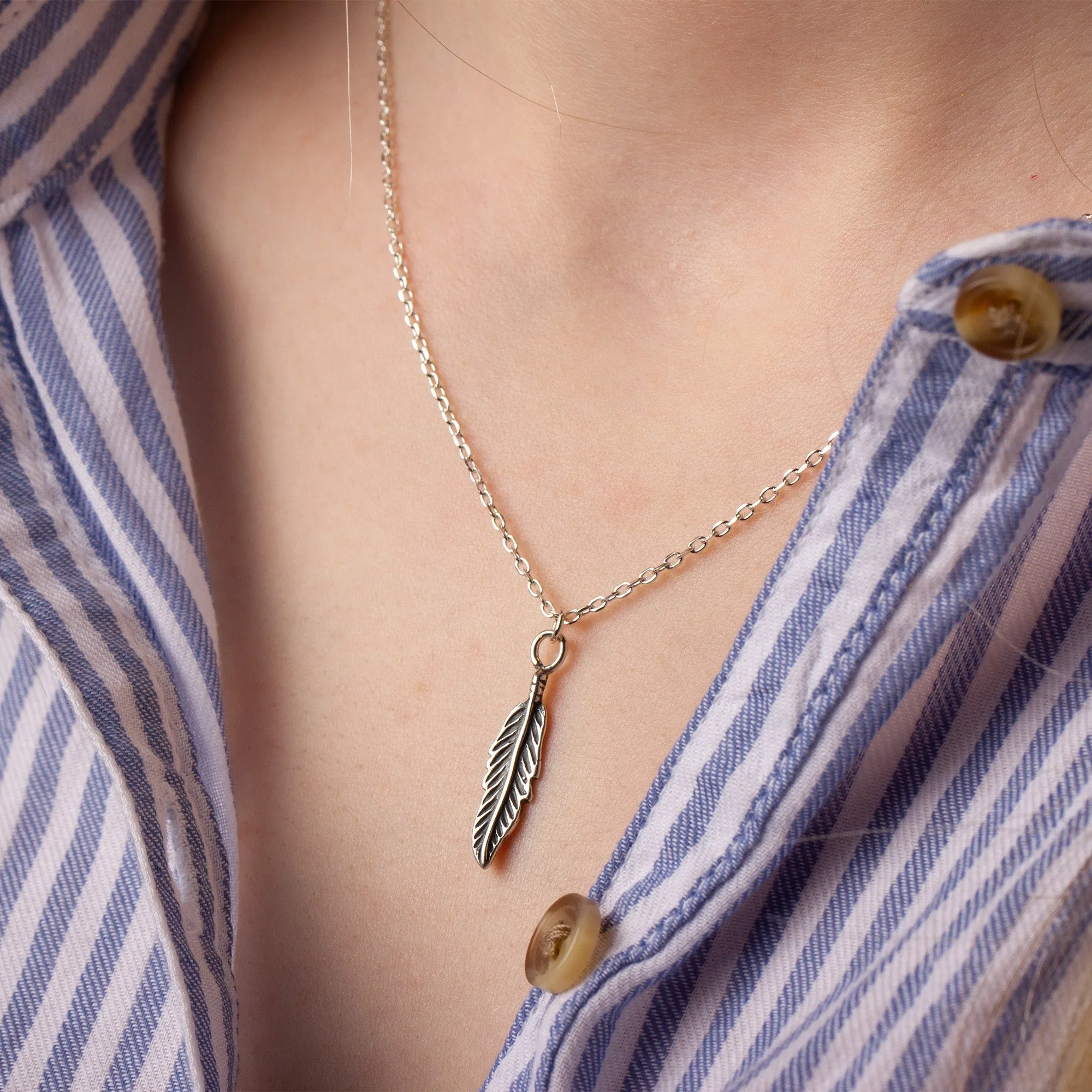 Feather Necklace - Sterling Silver