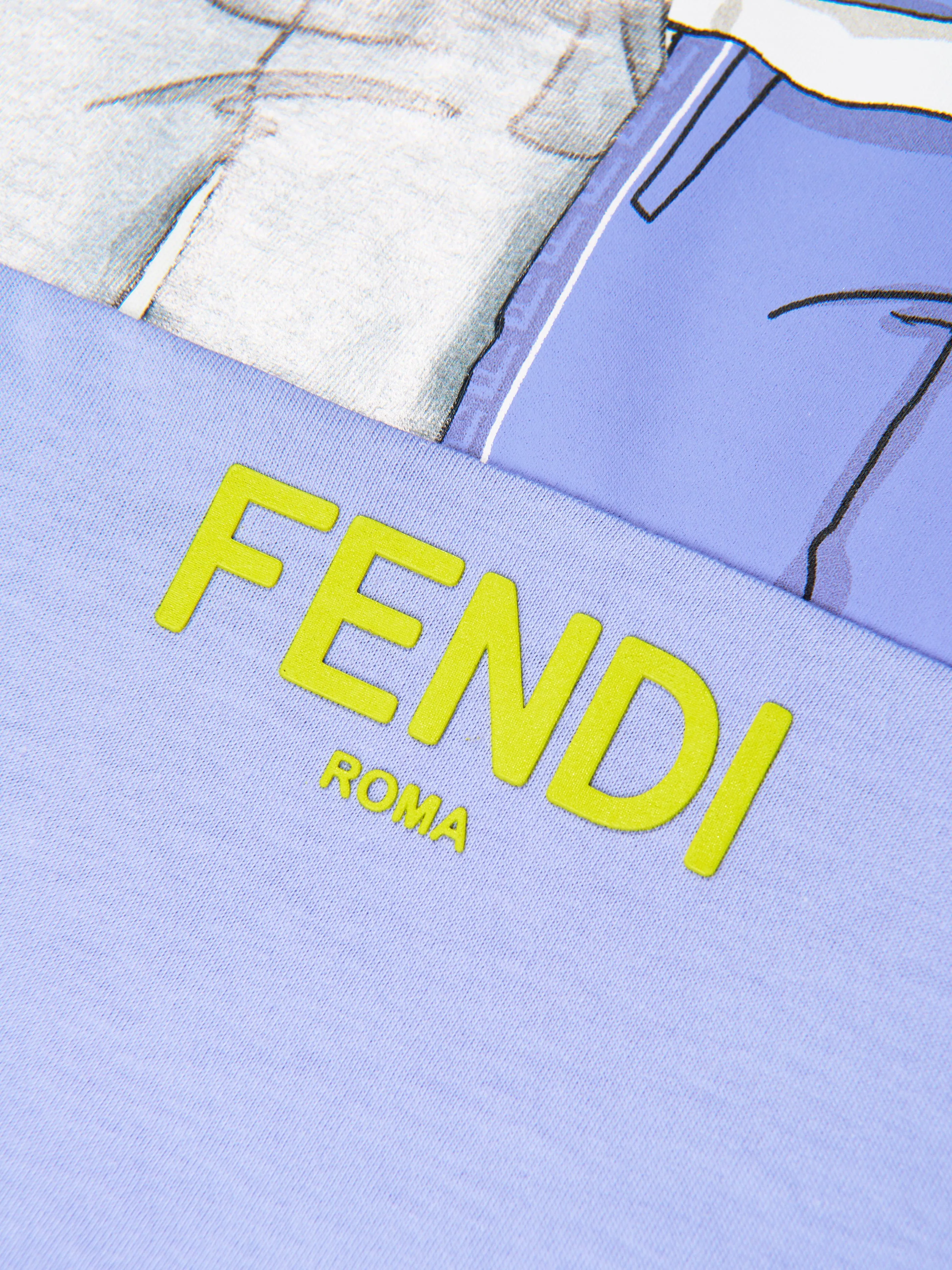 Fendi Boys Graphic FF Logo T-Shirt in White