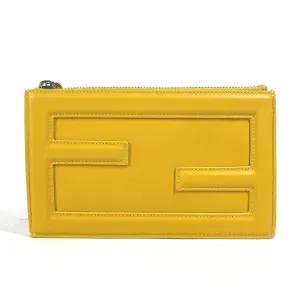 FENDI Clutch bag 7N0114 leather yellow Bag logo FF logo pouch Bucket Women Used