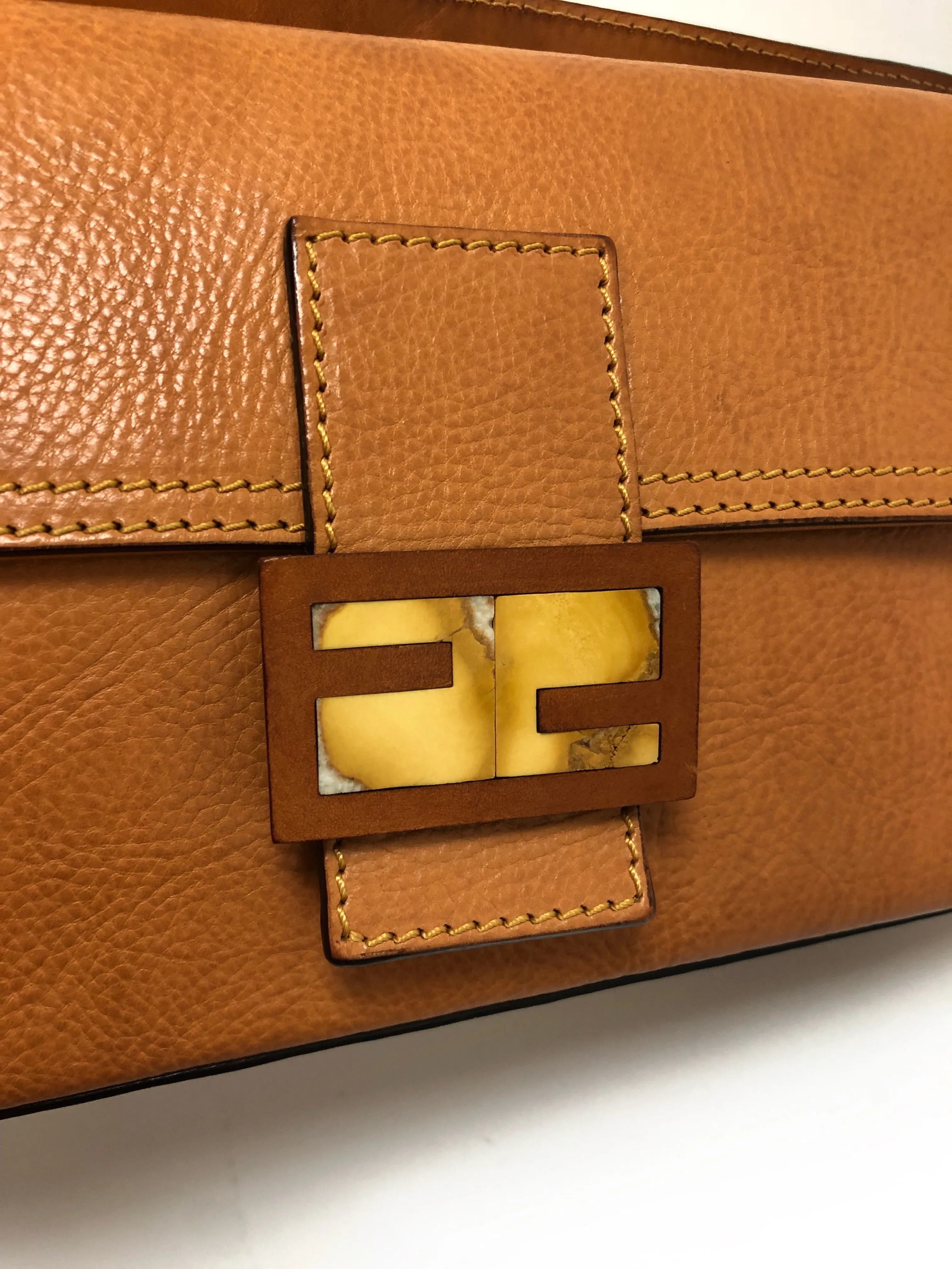 Fendi Cognac Leather Baguette
