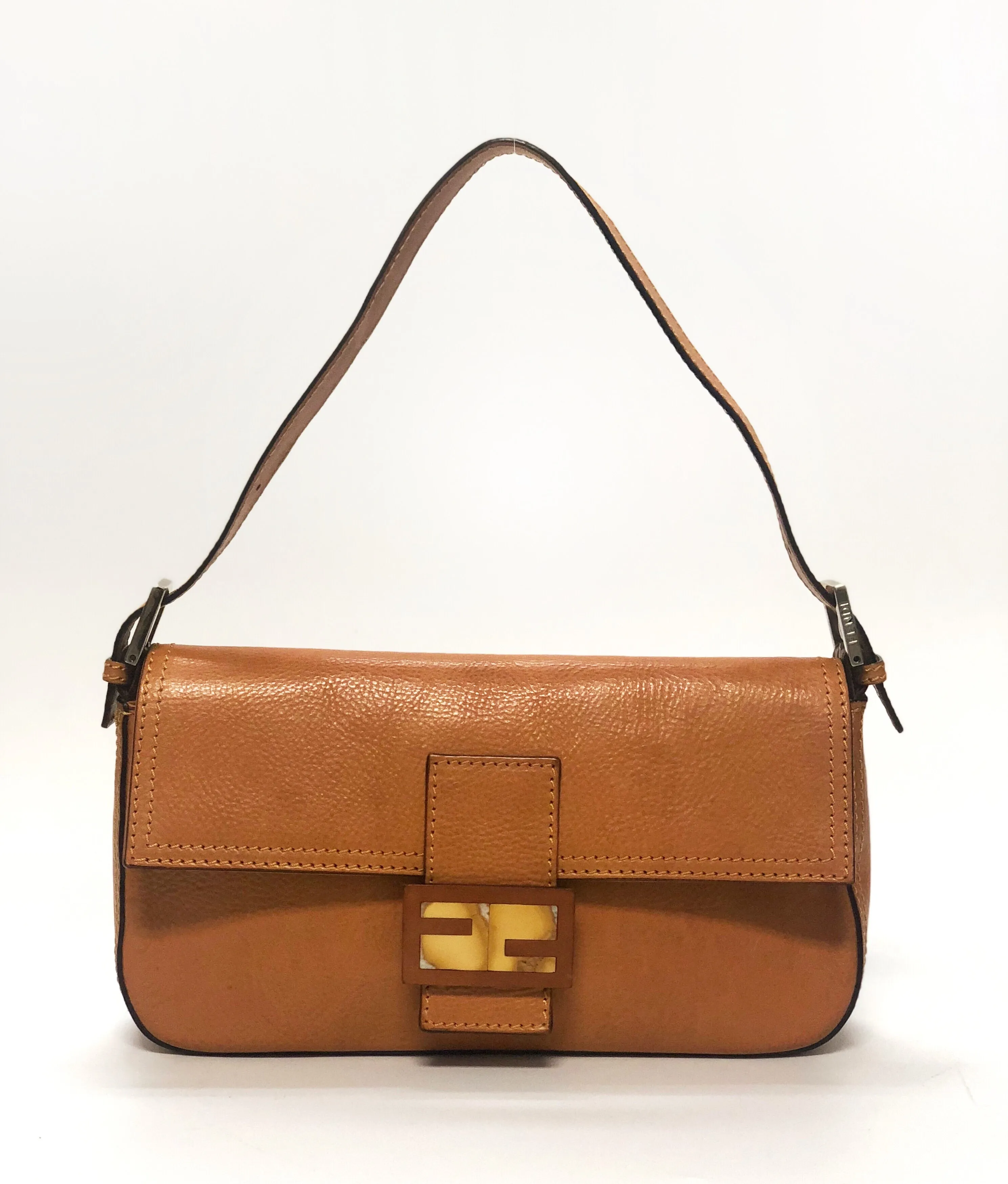 Fendi Cognac Leather Baguette