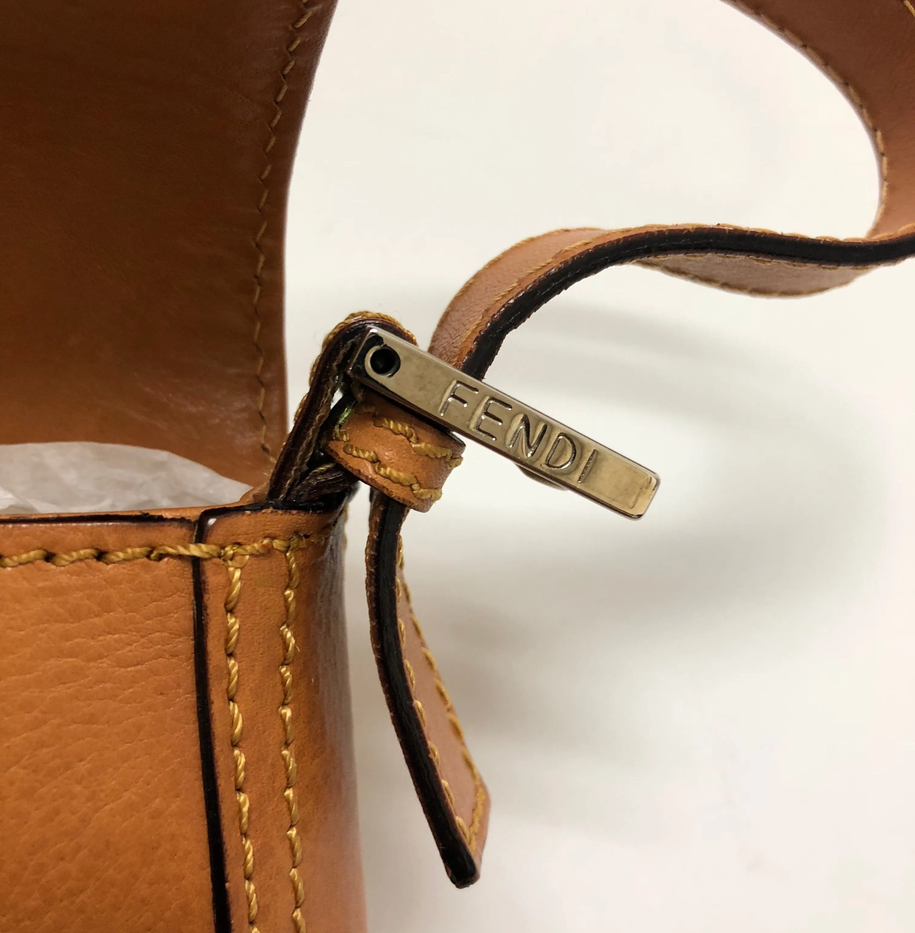 Fendi Cognac Leather Baguette