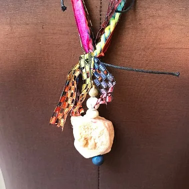 Fiber Necklace w/Stones, (NF22)