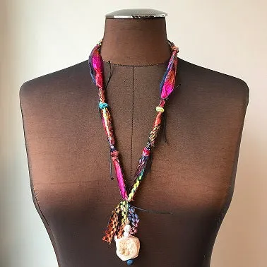 Fiber Necklace w/Stones, (NF22)
