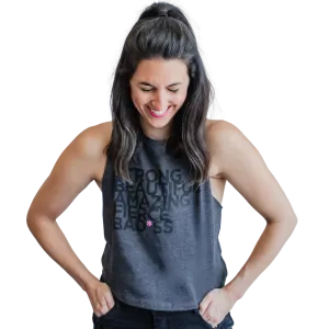 Fighting Pretty Logo Bad*ss Cropped Tank