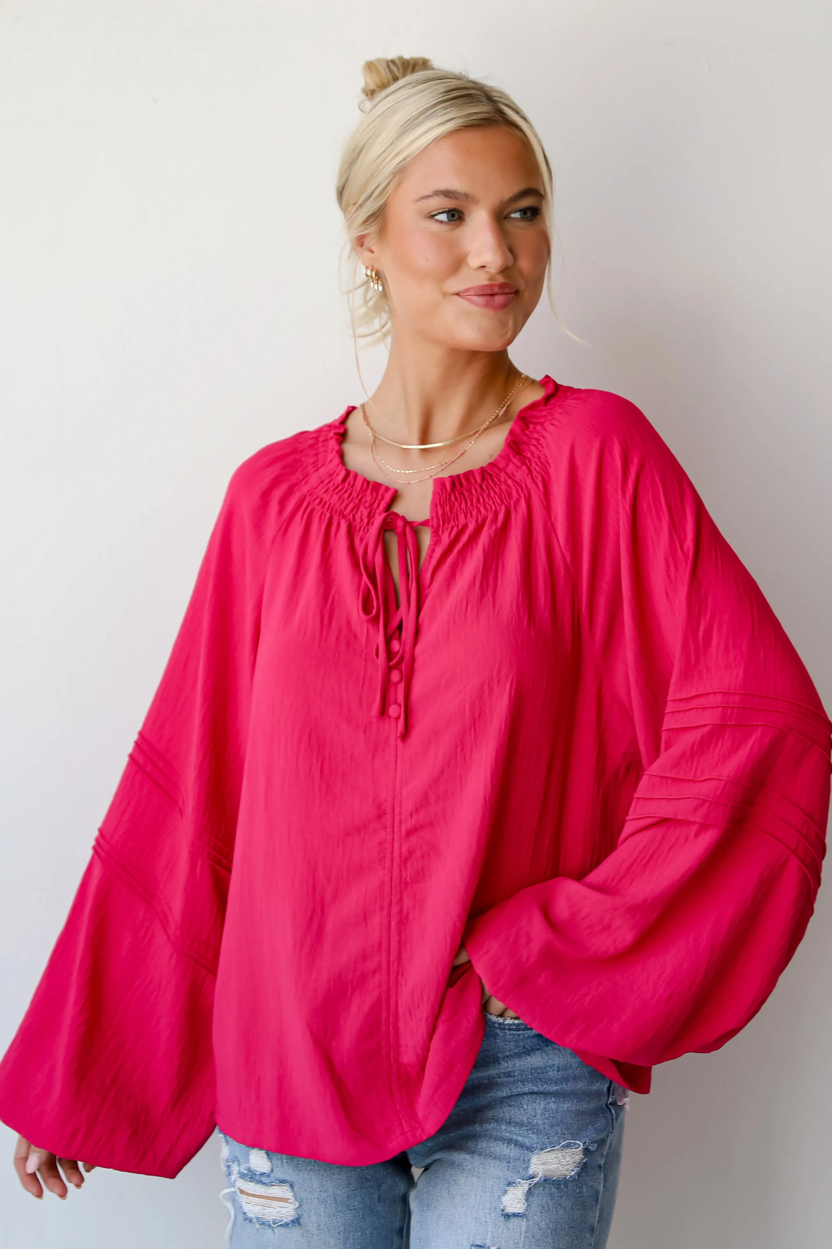 FINAL SALE - Adorable Impact Fuchsia Blouse
