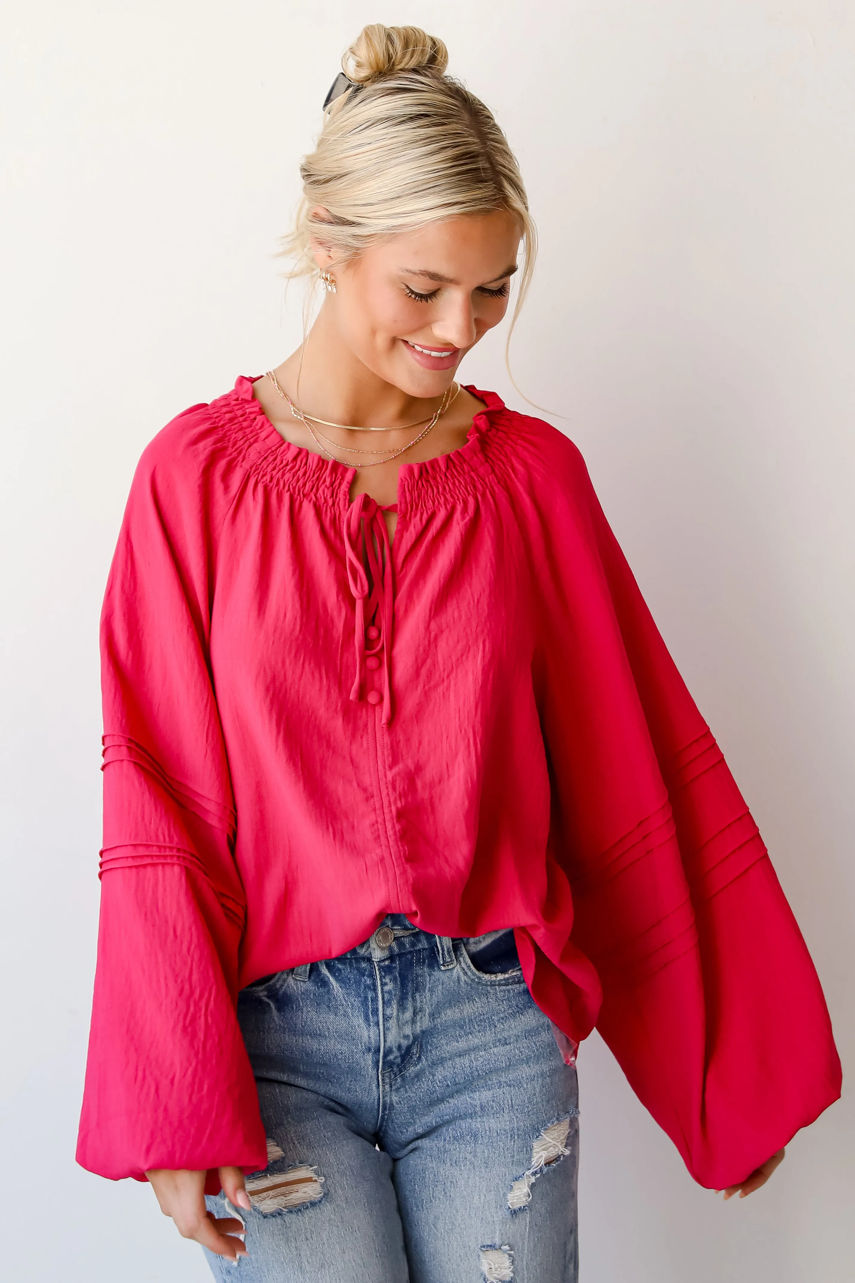 FINAL SALE - Adorable Impact Fuchsia Blouse