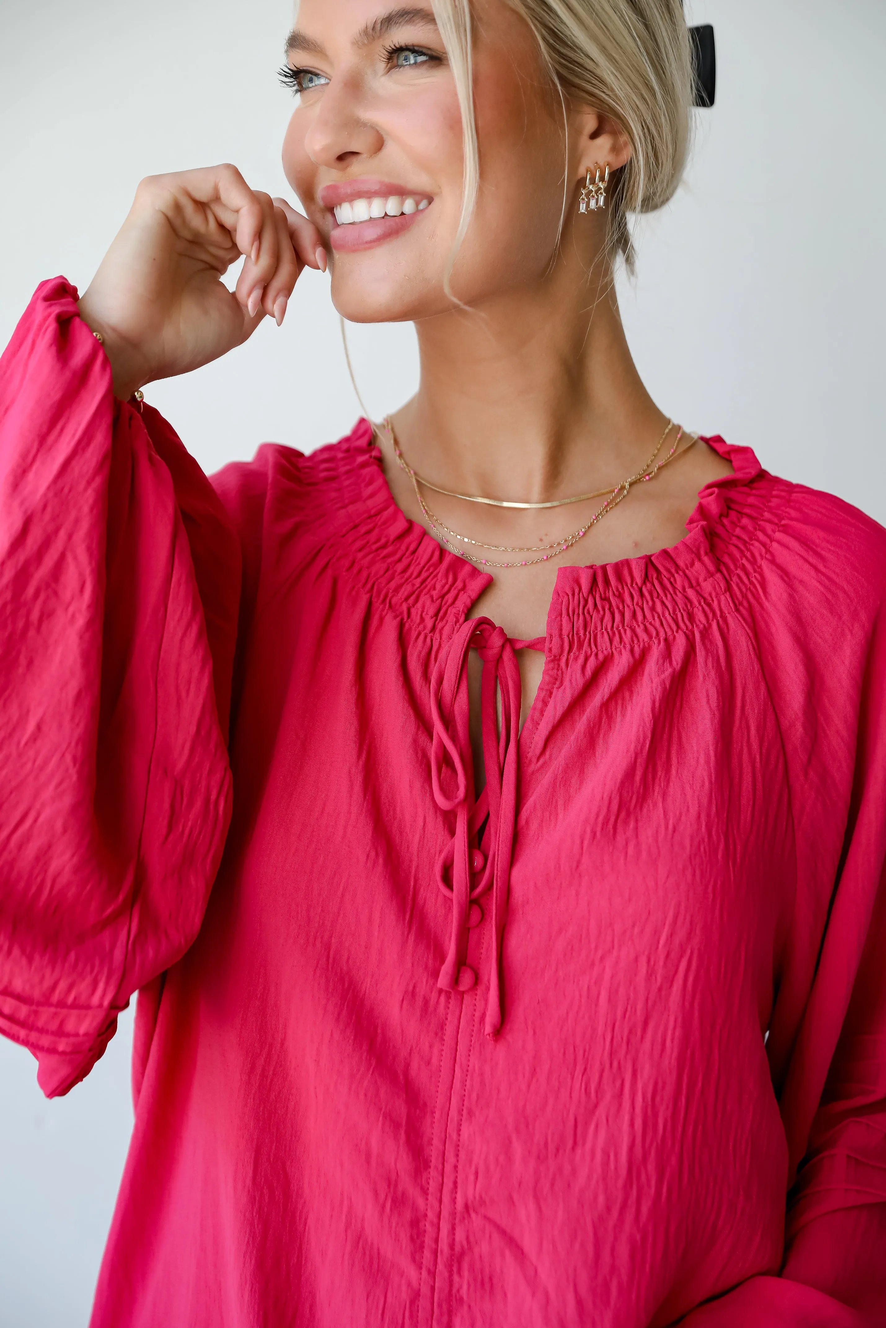 FINAL SALE - Adorable Impact Fuchsia Blouse