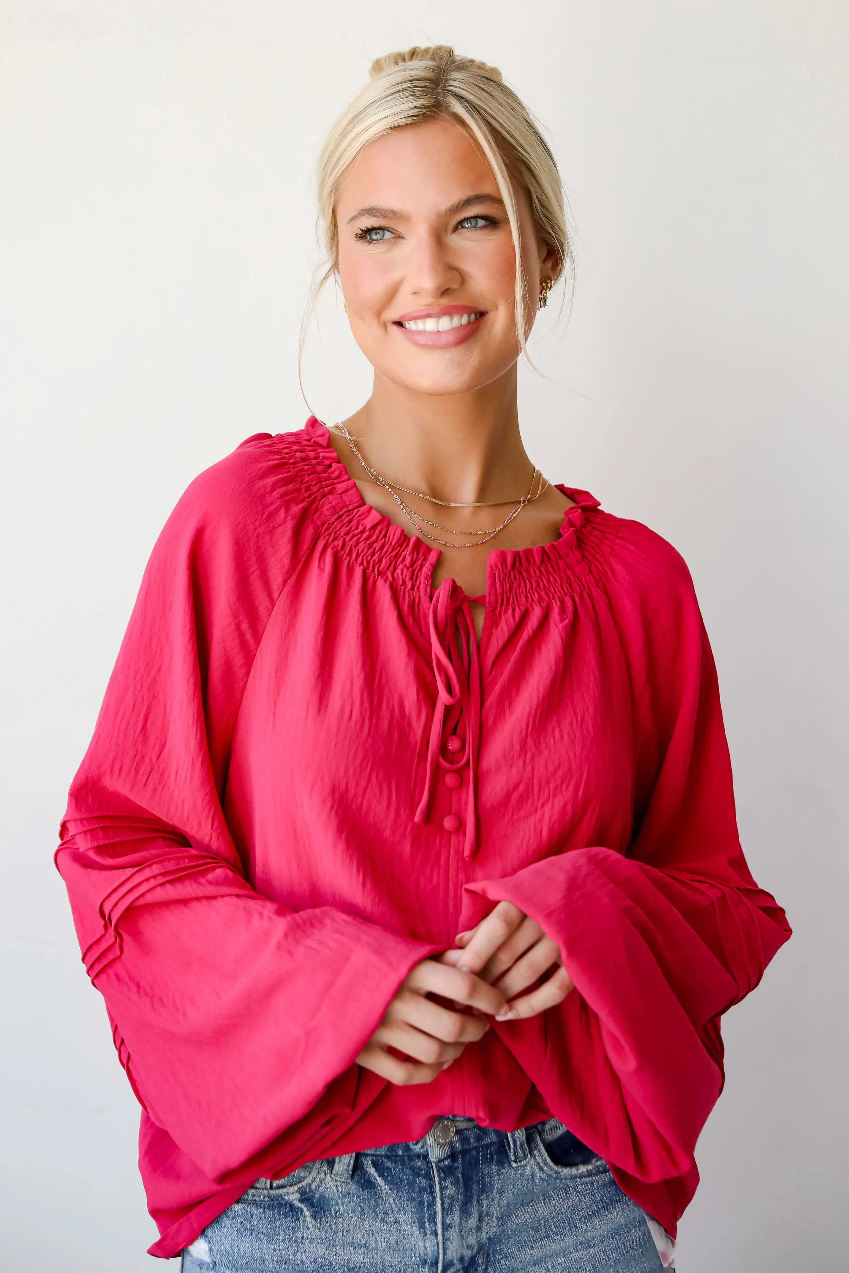 FINAL SALE - Adorable Impact Fuchsia Blouse