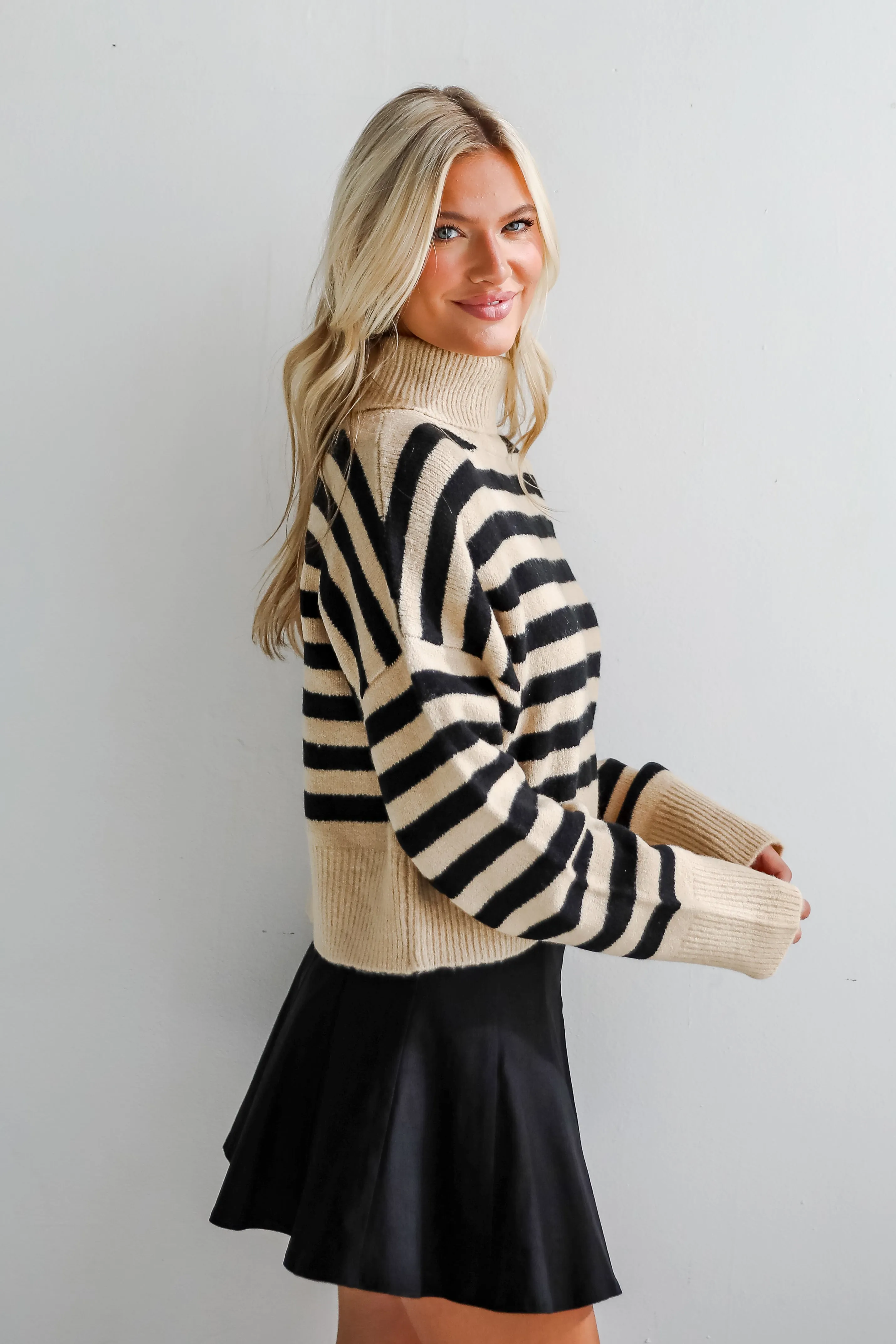 FINAL SALE - Cuddly Approach Striped Turtleneck Sweater