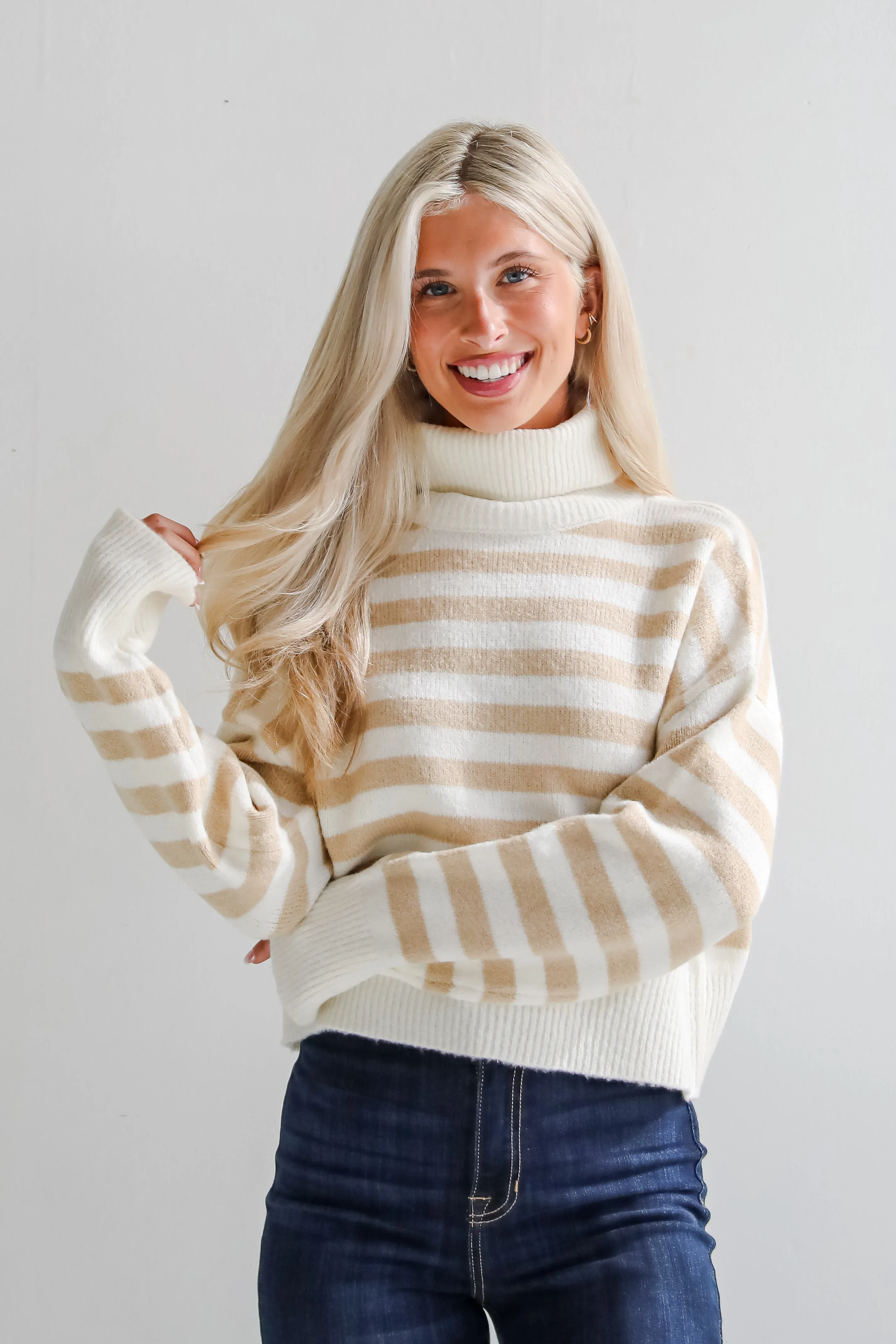 FINAL SALE - Cuddly Approach Striped Turtleneck Sweater