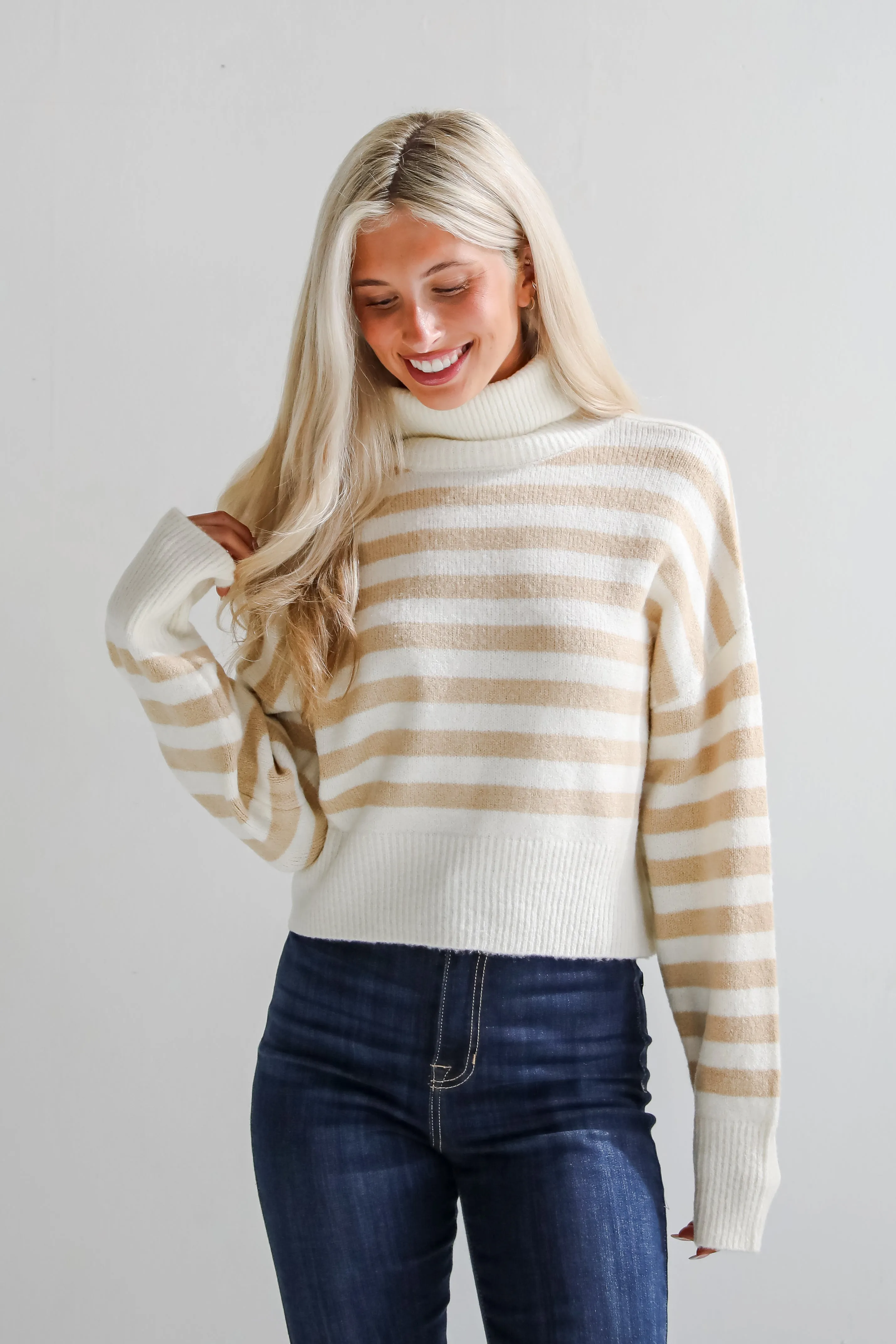 FINAL SALE - Cuddly Approach Striped Turtleneck Sweater