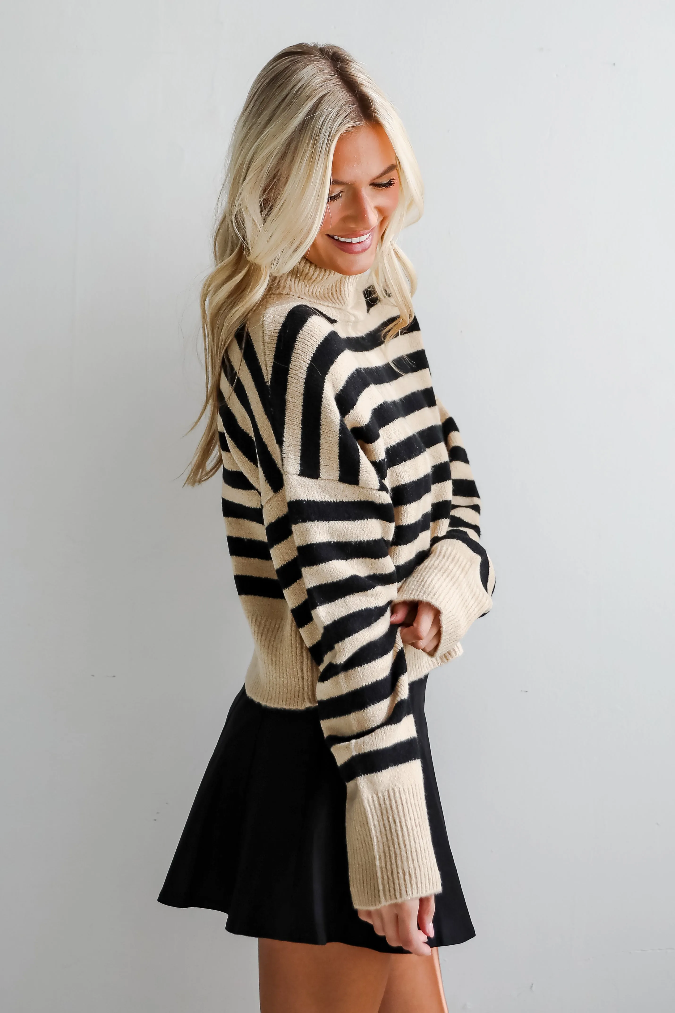 FINAL SALE - Cuddly Approach Striped Turtleneck Sweater