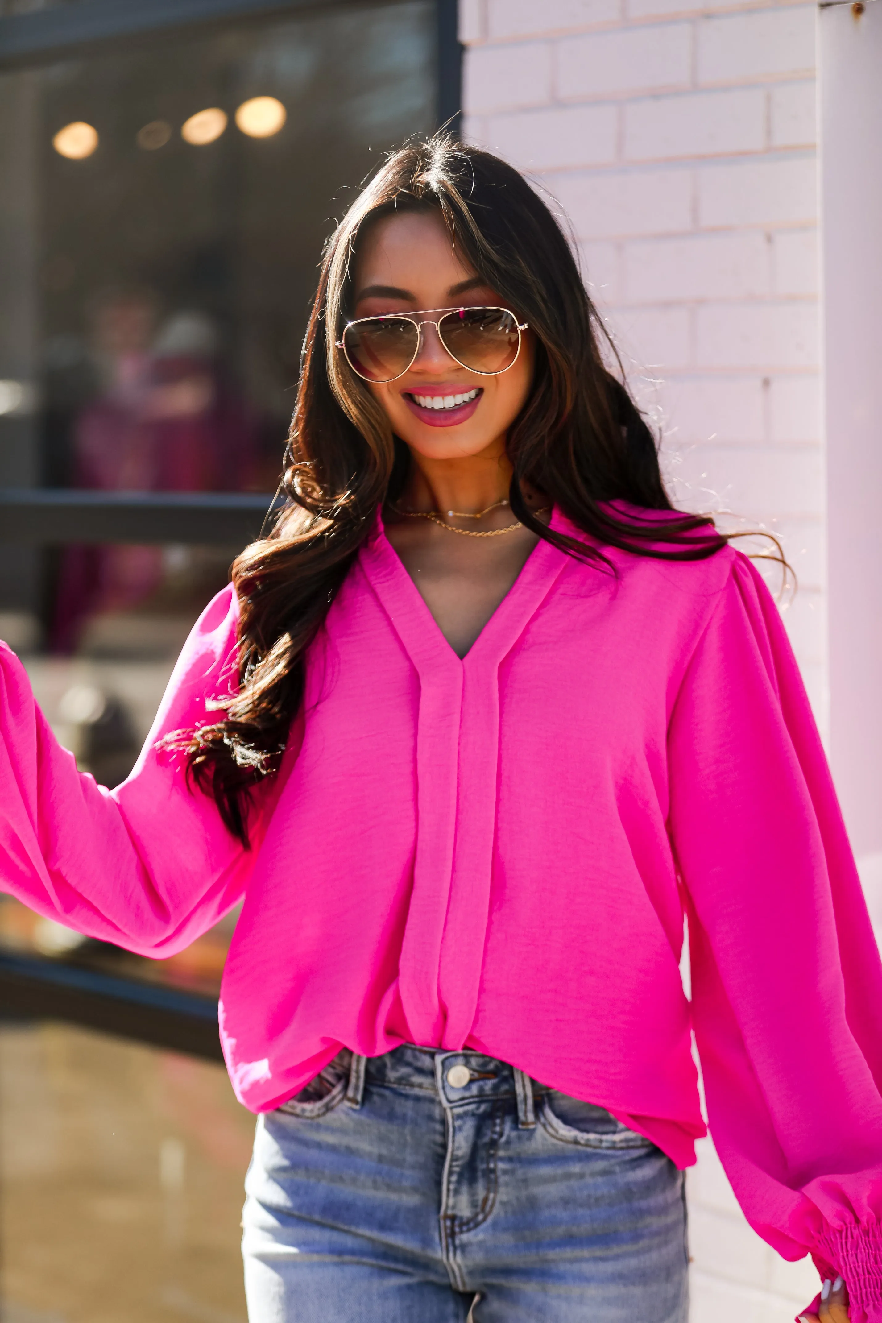FINAL SALE - Social Sensation Hot Pink Blouse