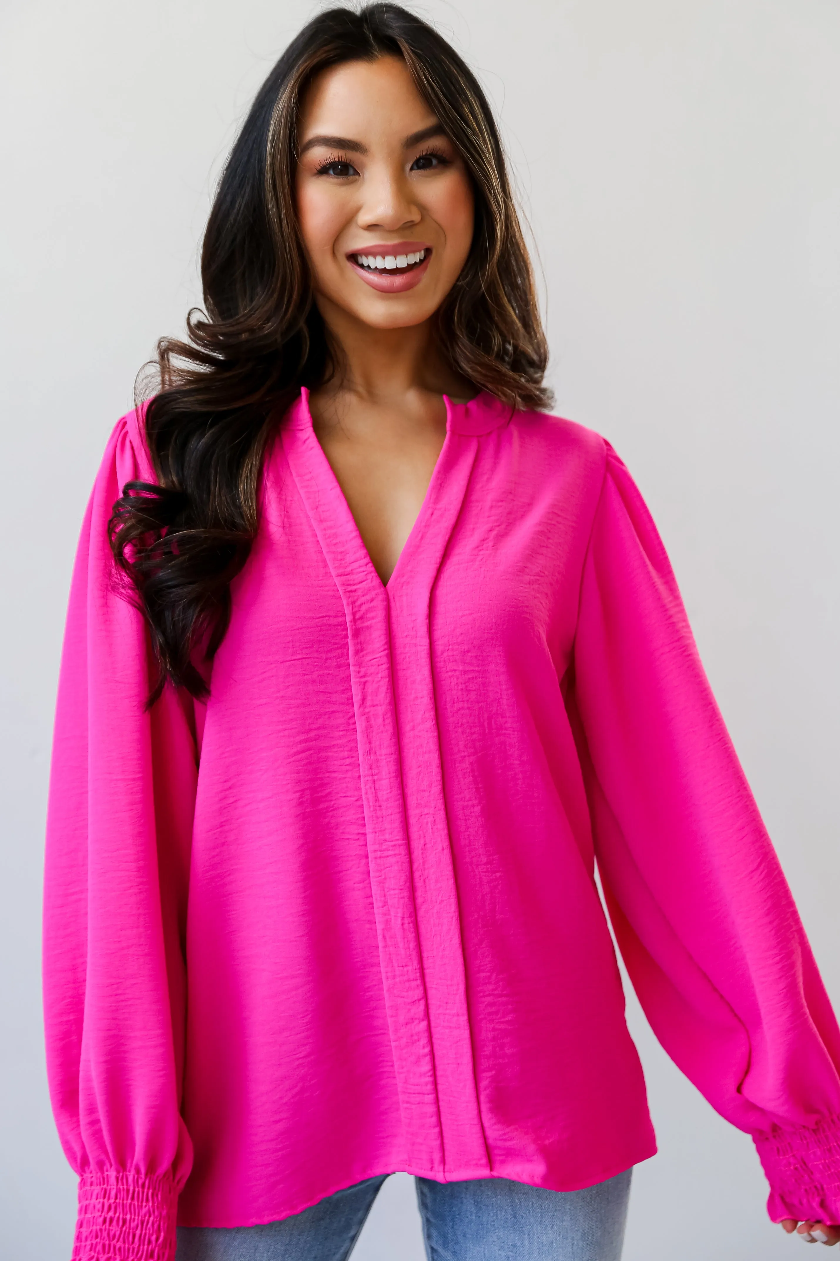 FINAL SALE - Social Sensation Hot Pink Blouse