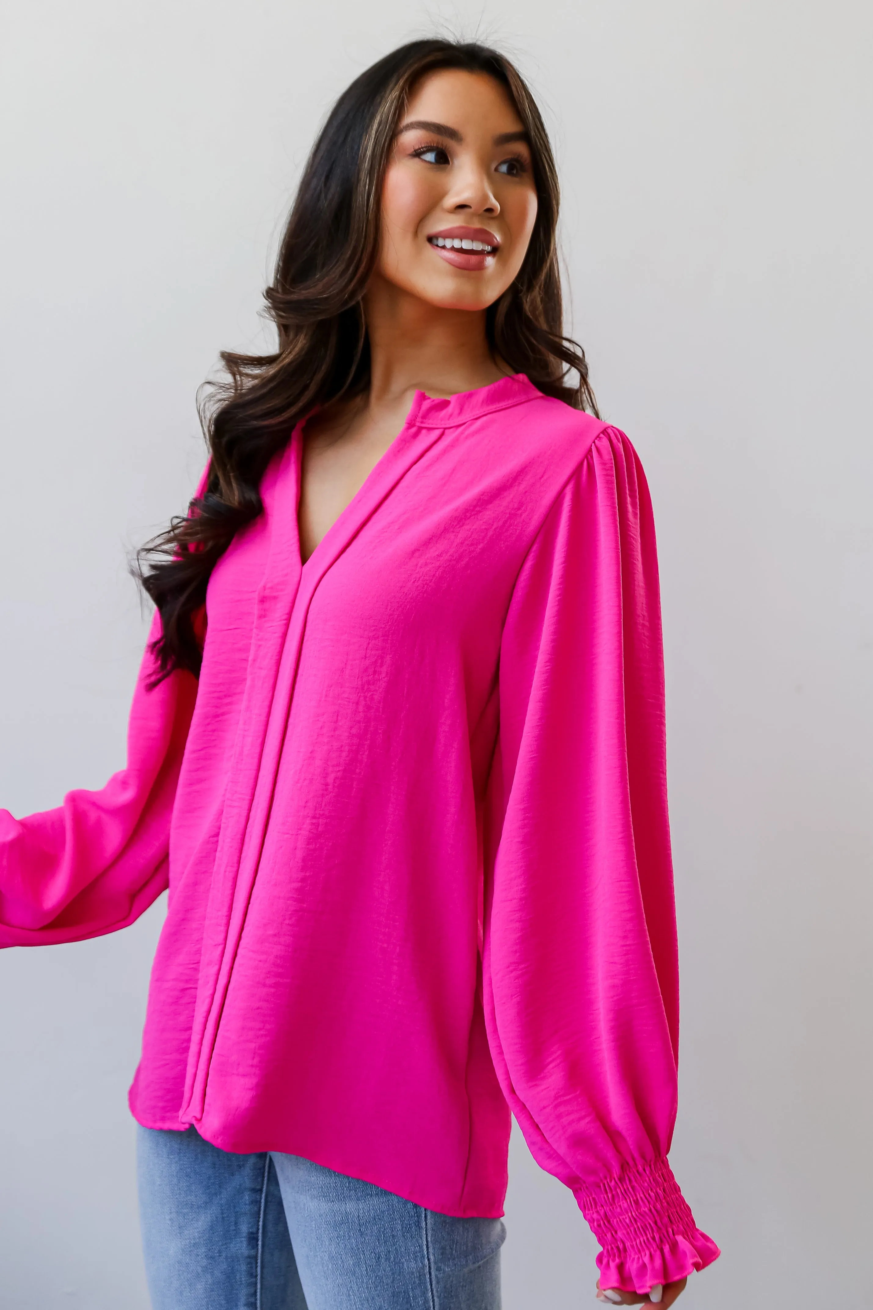 FINAL SALE - Social Sensation Hot Pink Blouse