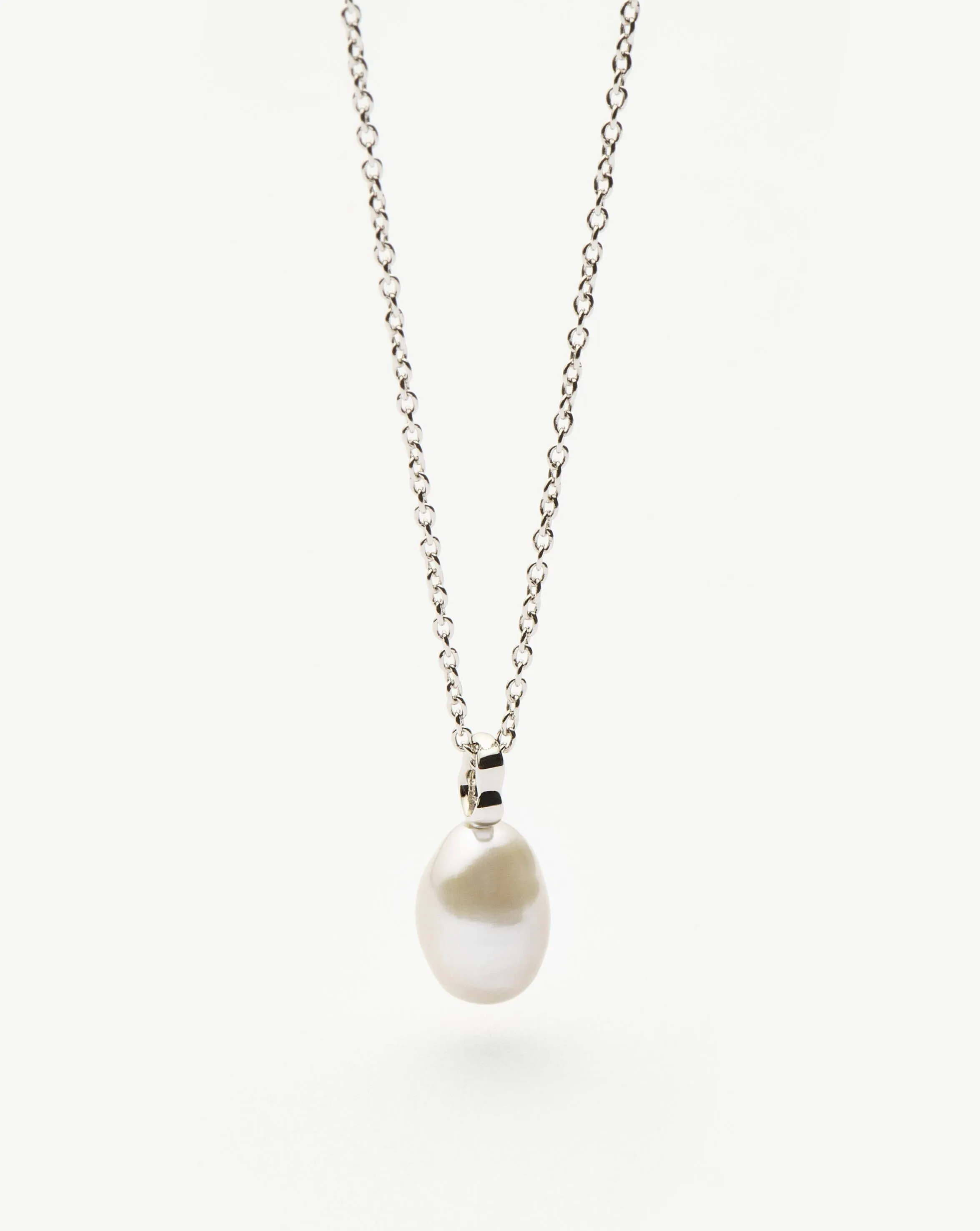 Fine Baroque Pearl Organic Pendant Necklace | 14ct Solid White Gold/Pearl