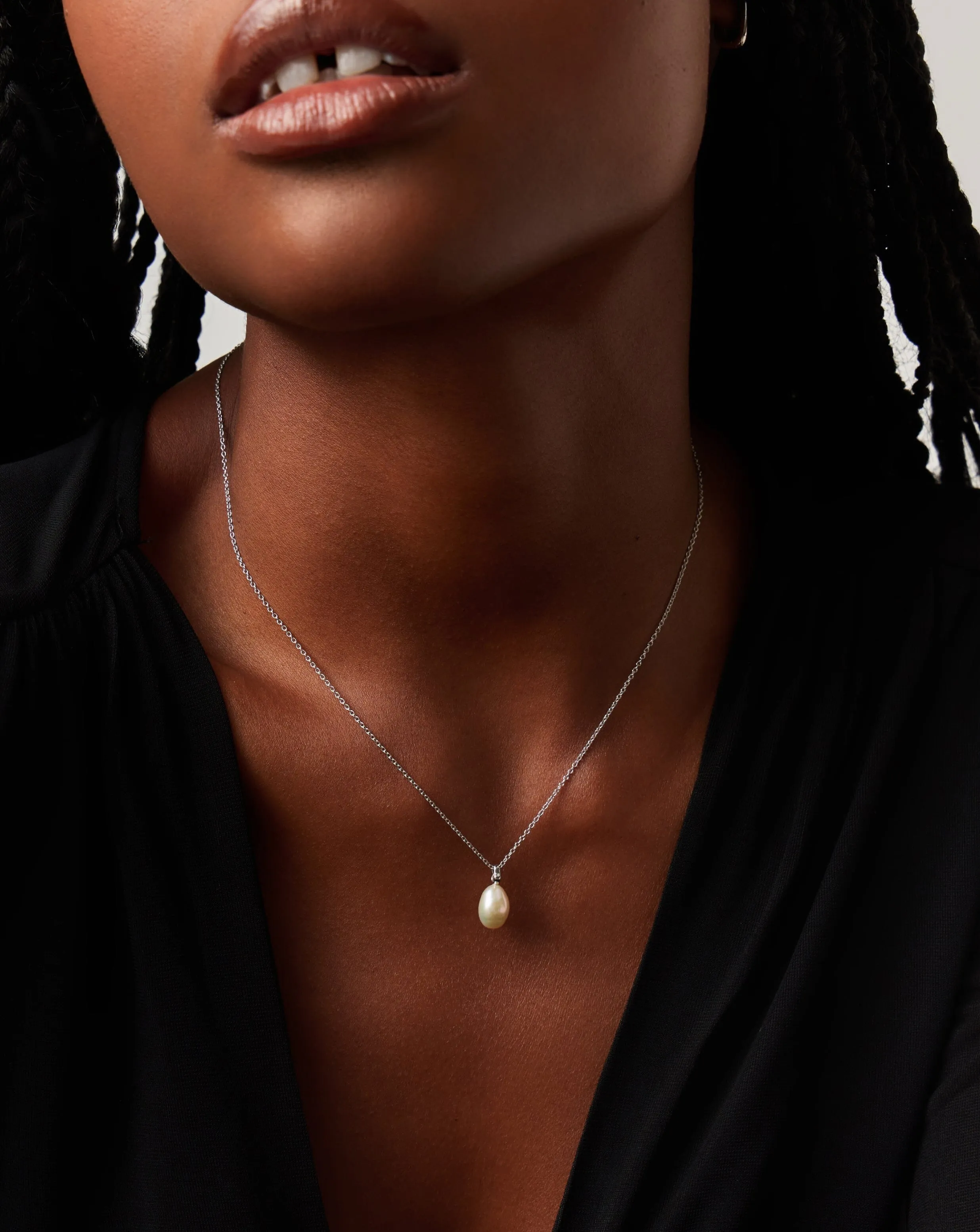 Fine Baroque Pearl Organic Pendant Necklace | 14ct Solid White Gold/Pearl