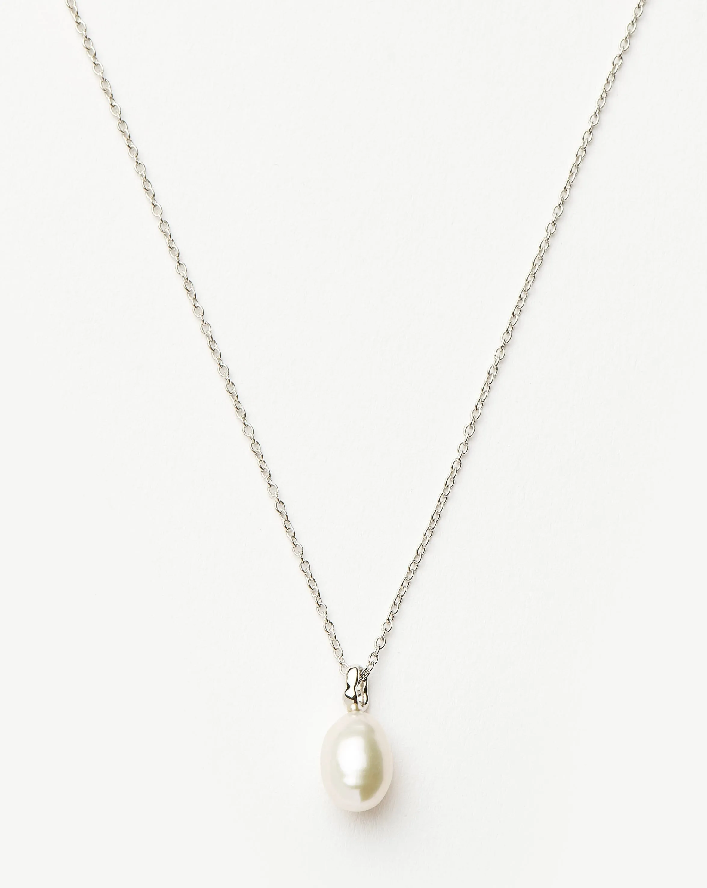 Fine Baroque Pearl Organic Pendant Necklace | 14ct Solid White Gold/Pearl